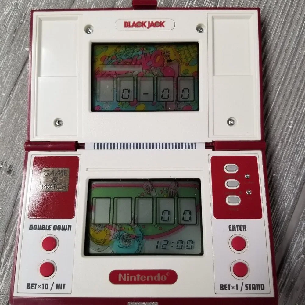 Vintage Nintendo Game & Watch Black Jack Handheld 1985 BJ-60 w/ Box + Manual